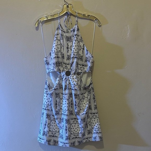 Elodie Monochrome Backless Halter Dress - Picture 1 of 4